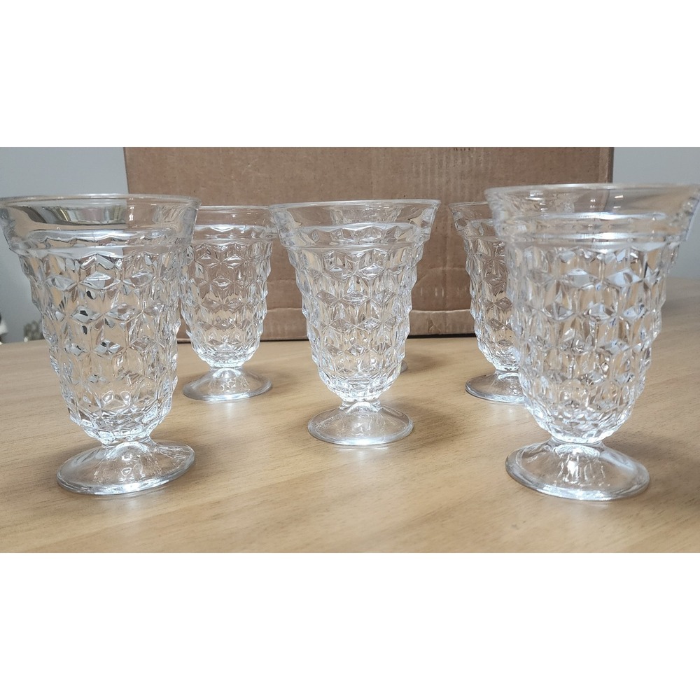 6 AMERICAN FOSTORIA Water Tea Footed Goblet Glasses VINTAGE 5.75"